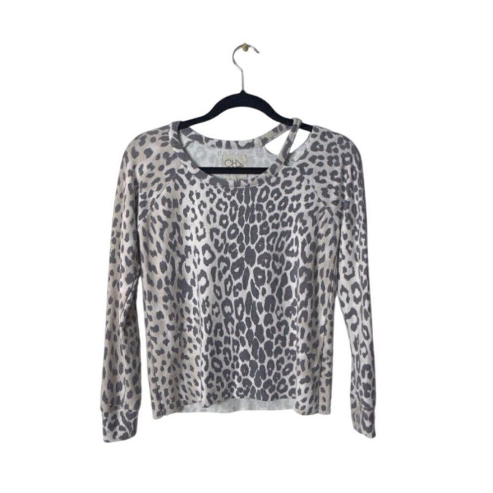 Chaser Womens Leopard Print Long Sleeve Top XS